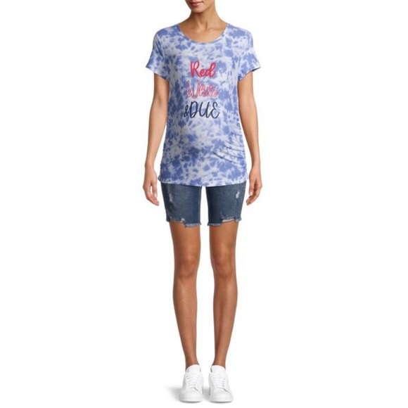 Maternity Time and Tru Distressed Bermuda Shorts with Full Panel - Picture 4 of 10